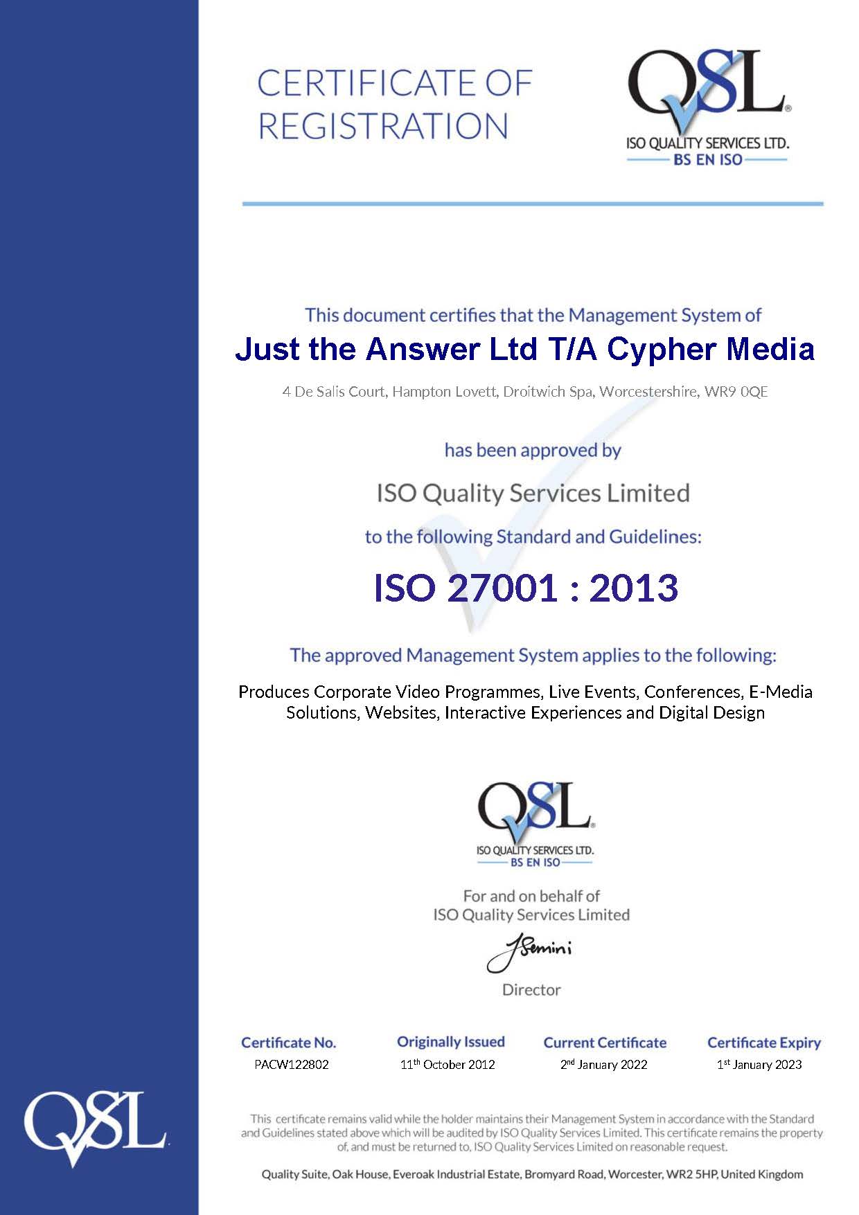 ISO 27001 Recertification